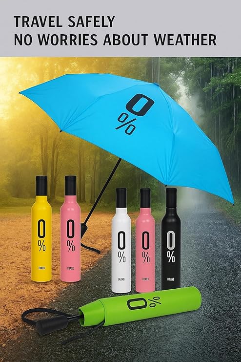 Mini Wine Bottle Umbrella Portable Folding UV Proof Compact Lightweight Travel Umbrella for Women, Men and Kids Unique Wine Bottle Shape (Random Color, Pack of 1) Limited Stock