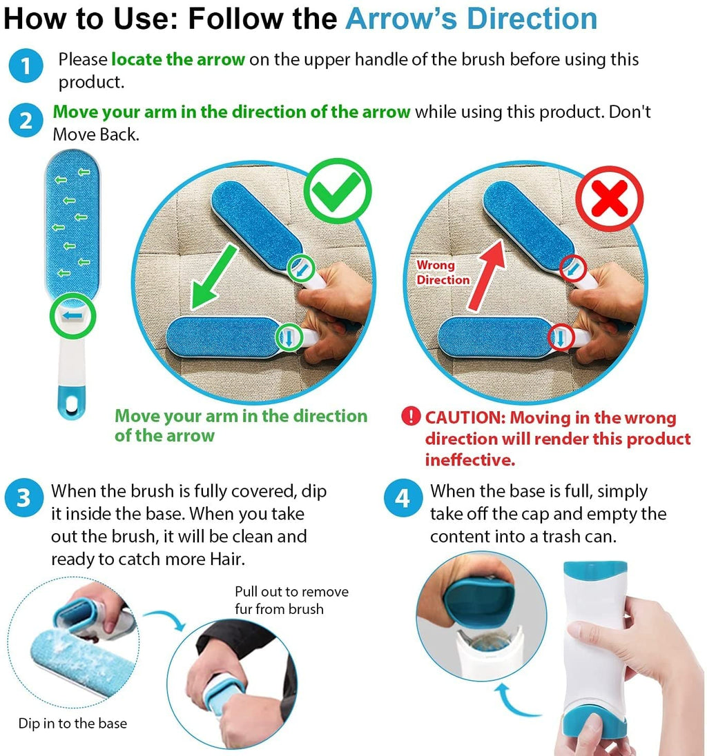 EPISKEY Pet Hair Remover Brush - Sided Lint Brush with Self - Cleaning Base Lint Brush - Fur & Lint Removal for Clothes Furniture Car Seat Couch Remover Magic Clean Clothing,Furniture (Blue) (PHR)