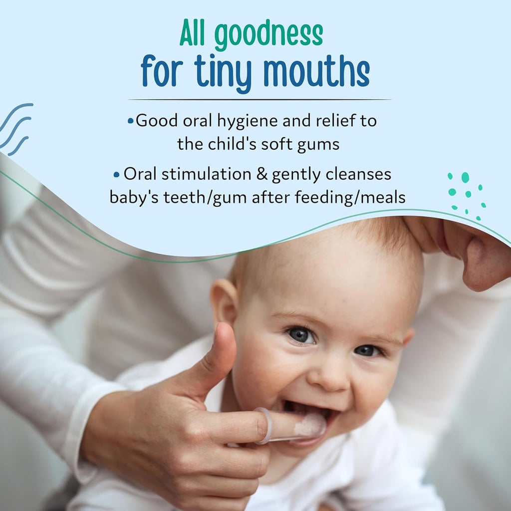 LuvLap Baby Silicone Finger ToothBrush with case for Easy Cleaning, Massaging, and Soothing Gums, Oral Hygiene