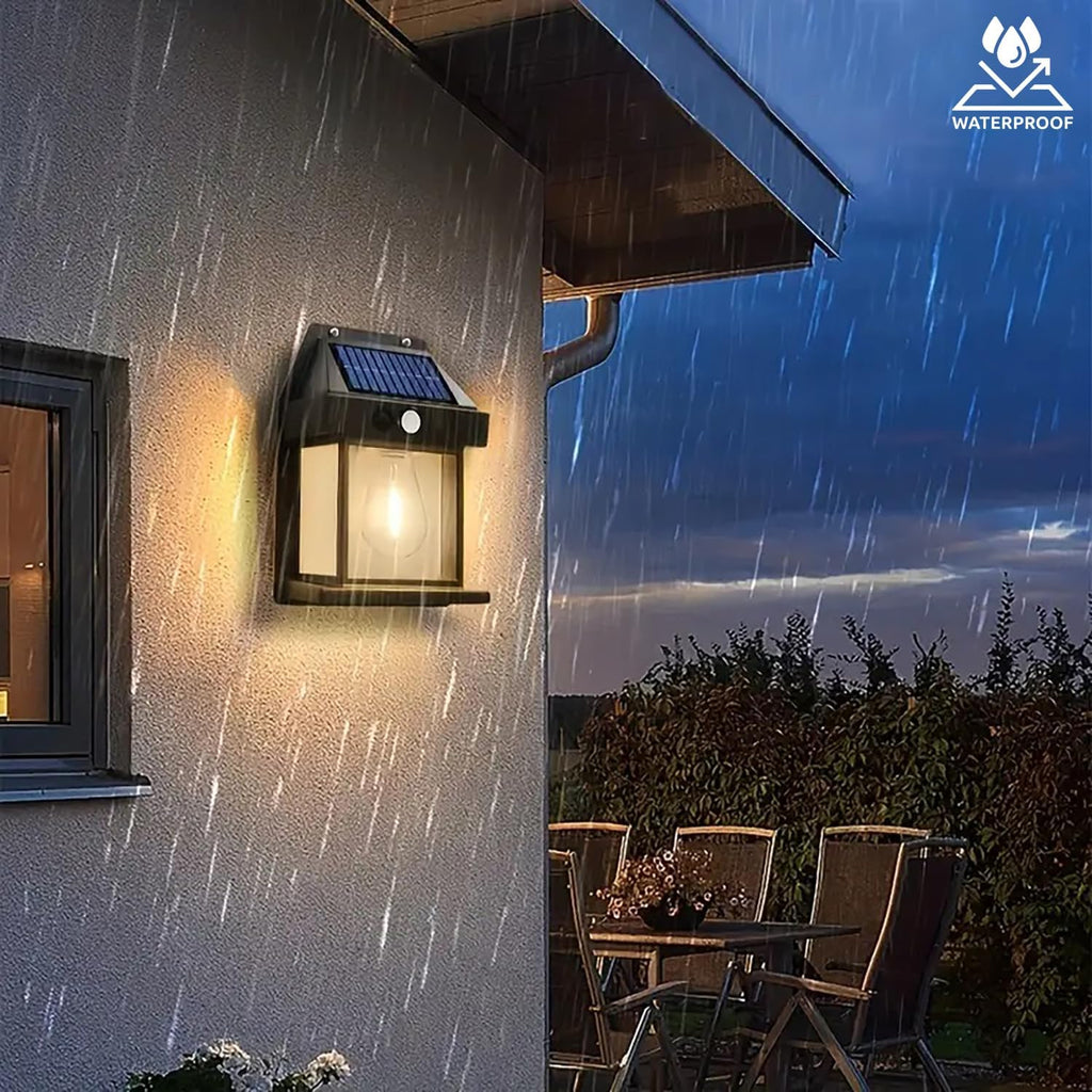 Btag Sun-Powered Wall Light Outdoor with Motion Sensor – Waterproof Exterior LED Sconce Lamp, Auto Charging Security Light for Porch, Patio, Garden, Pathway & Yard Lighting. PO1 (SL002_Warm Yellow)