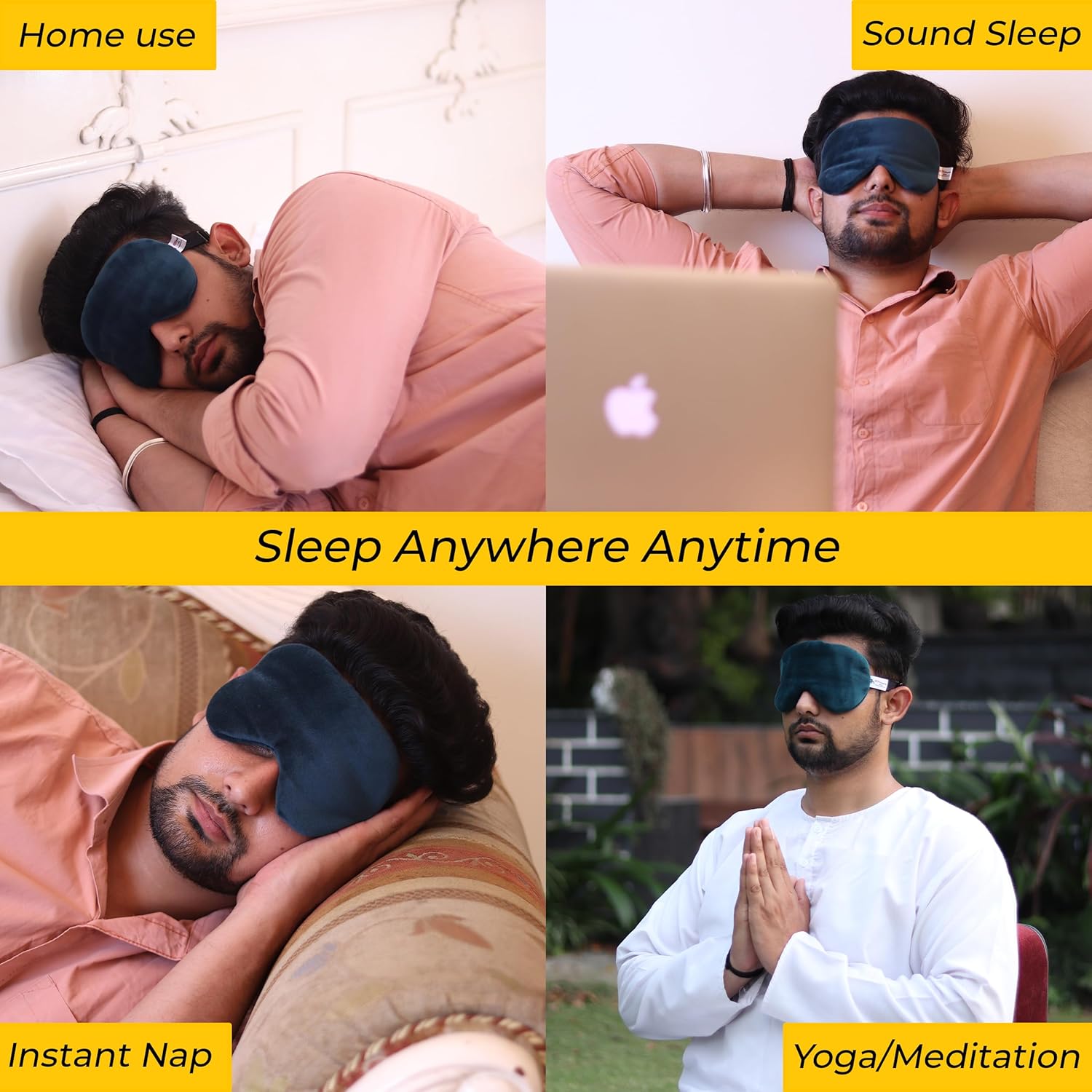 BTH Company nylon Adjustable Sleeping Eye Mask - Super Soft & Smooth - Cyan - Ideal For Women, Men, Old Ages, And Kids - The Comfortable Blindfold For A Restful Sleep