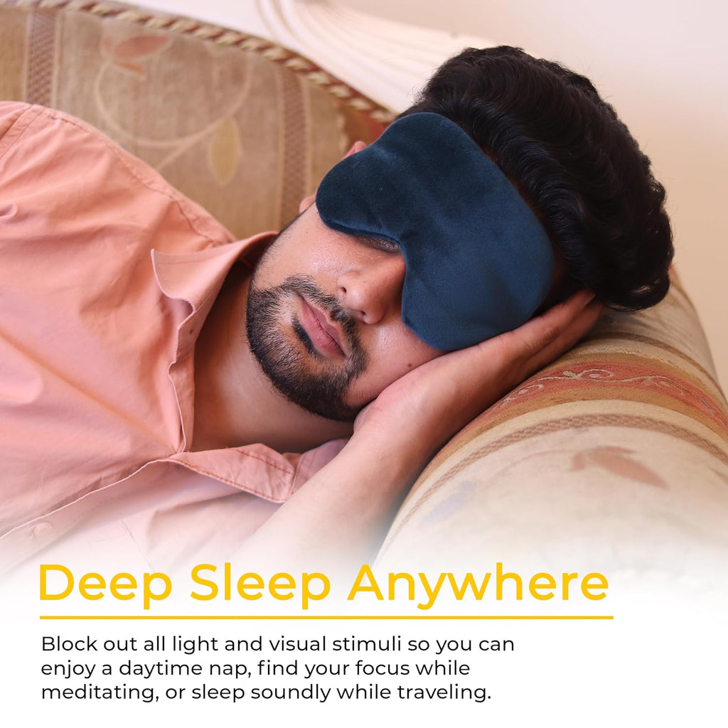 BTH Company nylon Adjustable Sleeping Eye Mask - Super Soft & Smooth - Cyan - Ideal For Women, Men, Old Ages, And Kids - The Comfortable Blindfold For A Restful Sleep