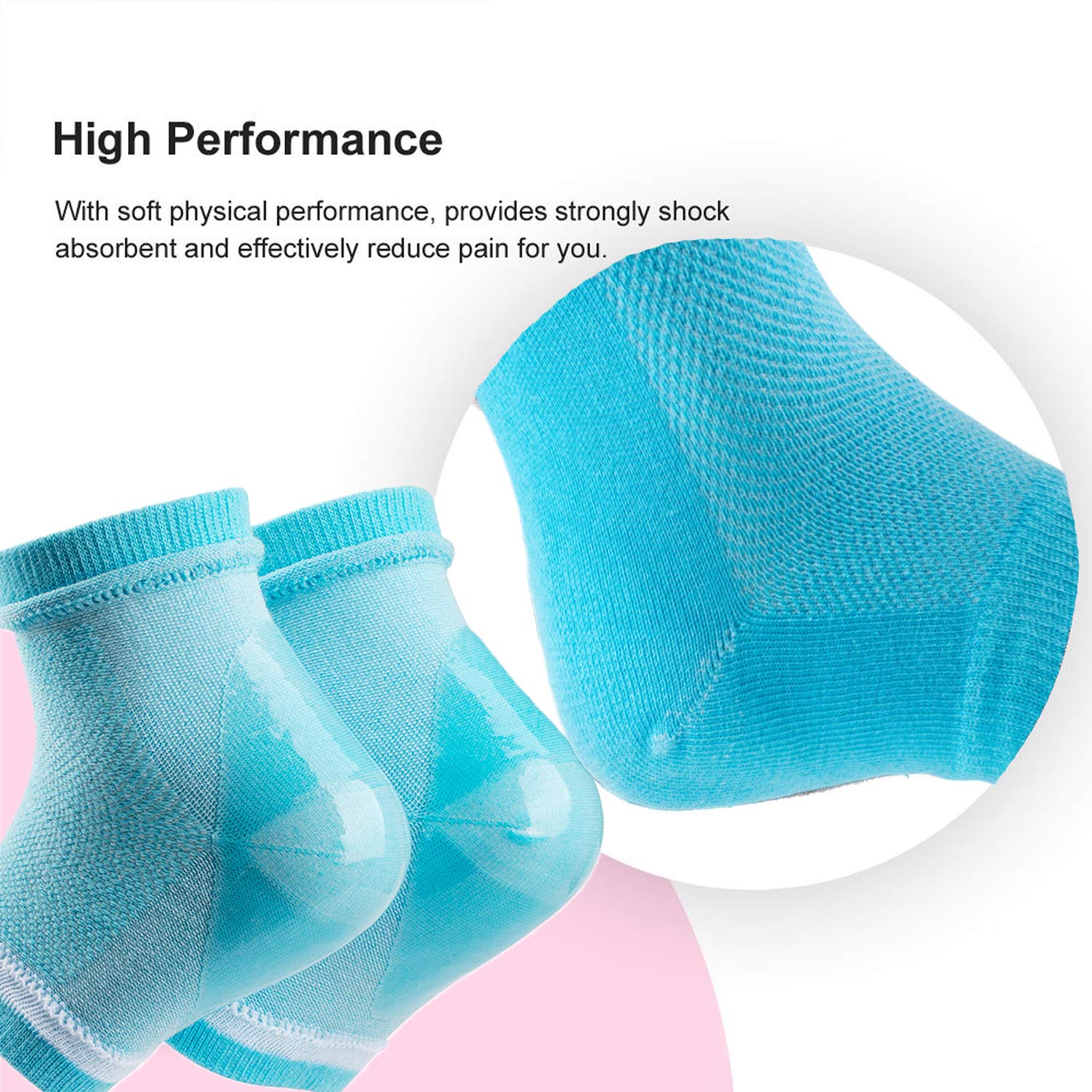 IZZORI Silicone Gel Heel Socks for Dry Hard Cracked Heel Repair Pad, Swelling & Pain Relief, Cushion Support, Foot Care, Ankle Protection, Plantar Fasciitis for Men and Women (Free Size, Blue, 1 Pair)