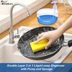 Double Layer Soap Dispenser for Bathroom Accessories Dishwasher Liquid Holder Liquid Dispenser Pump with Sponge Holder Kitchen Sink Accessories Items(Multi Colour) Plastic