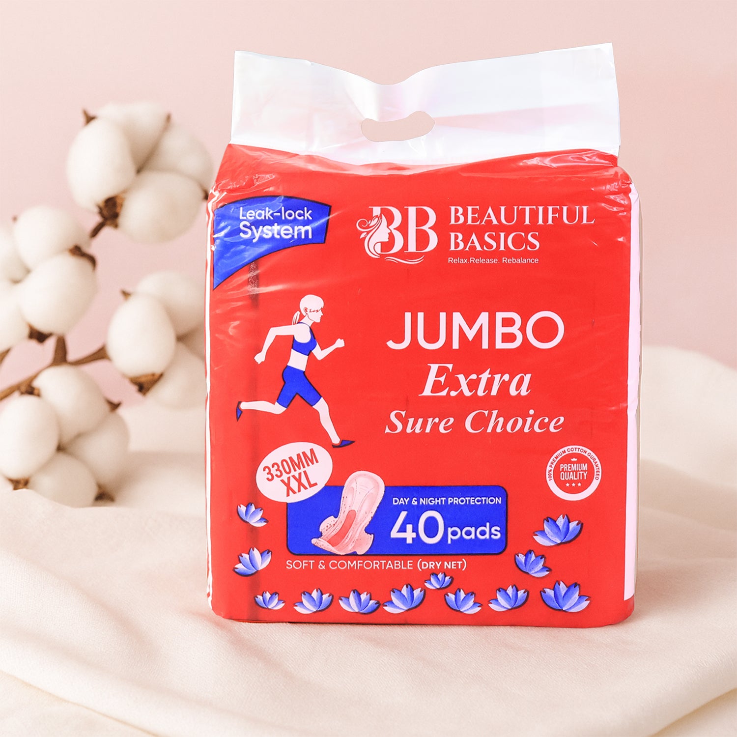 Beautiful Basics Jumbo Extra Sure Choice Sanitary Pads Xxl 330mm (40 Pc)