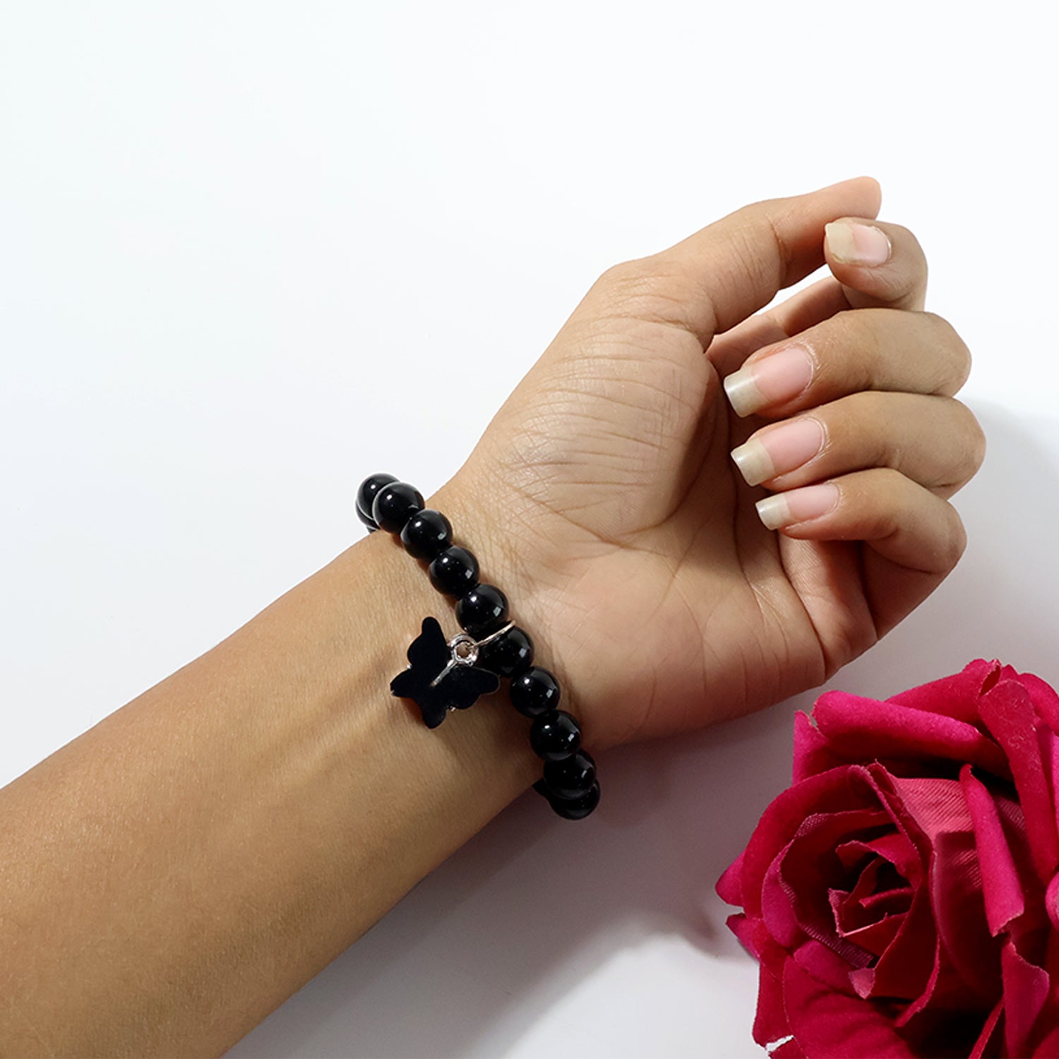 Black Beaded Fashion Bracelet (1 Pc)
