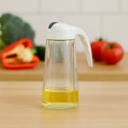Kitchen Glass Oil Bottle Dispenser Automatic Opening Closing Home Bottles For Oil And Vinegar Honey Olive Oil Container (630ml)