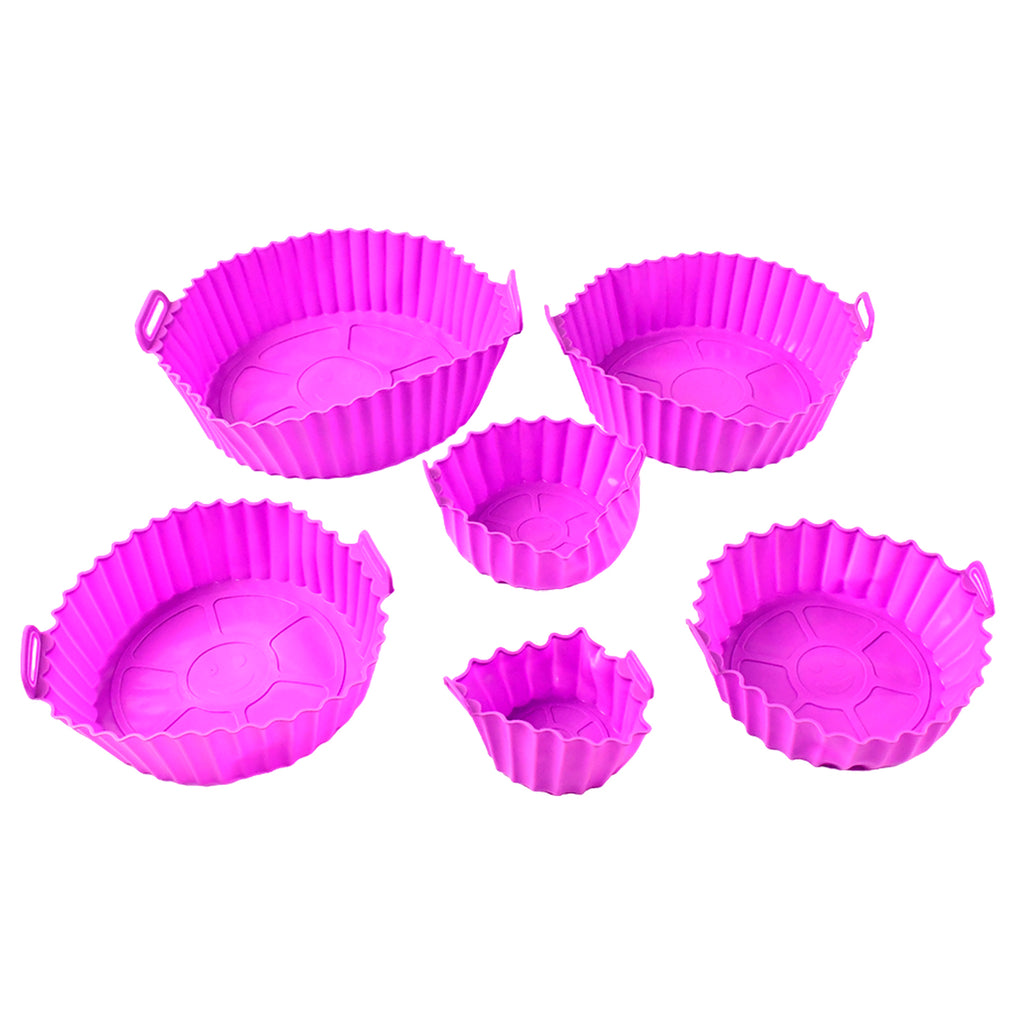 Air Fryer Reusable Silicone Pot With Handles (6 Pc Set)