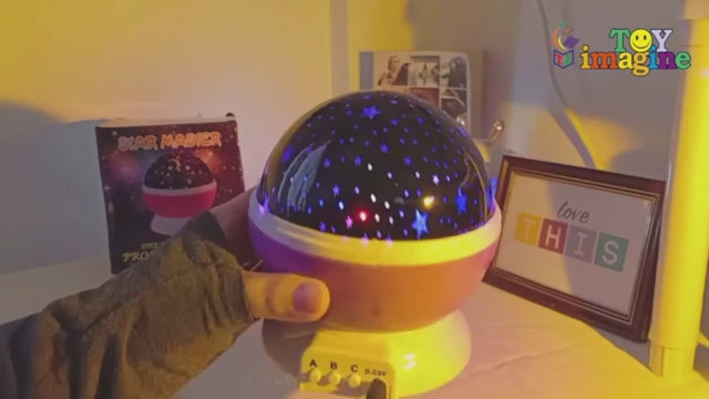 Toy Imagine Plastic Star Master Galaxy Night Projector Lamp 360° Rotating Led Starry Light with Moon, Ocean Wave & Astronaut Effects Battery Operated for Bedroom Décor Gift for All Multicolor