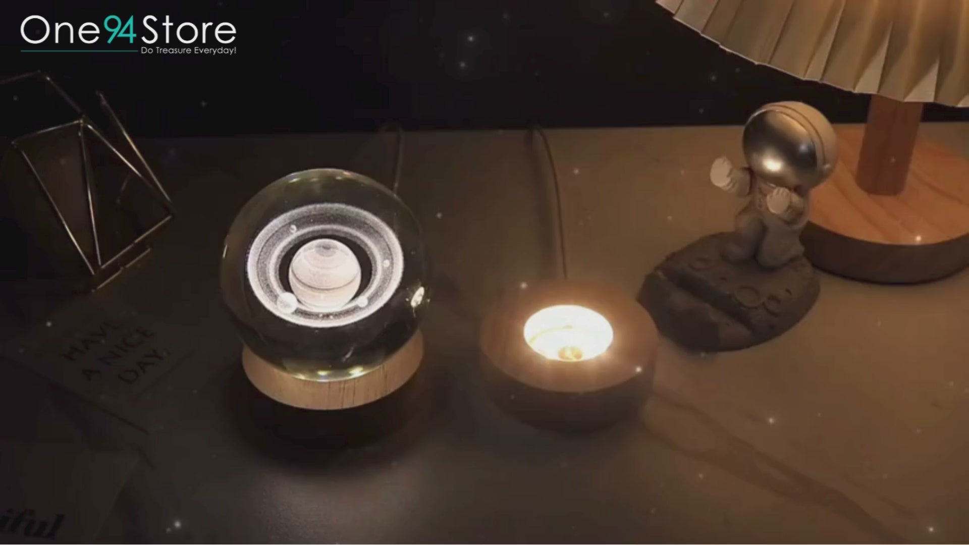 Universe Crystal Ball LED Night Lamp, Creative Engraved Night Light Wooden Base, Warm White Decorative Table Lamp for Home, Office, Bedroom, Birthday Gift (Solar Planet)