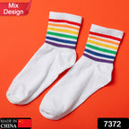 7372 Mix Design Socks For Men. Premium Ankle Length Sports Socks With Thick Cotton Cushion