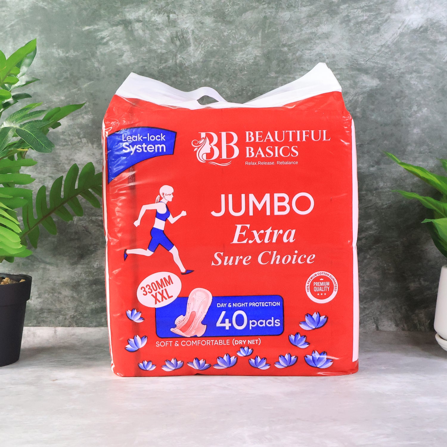 Beautiful Basics Jumbo Extra Sure Choice Sanitary Pads Xxl 330mm (40 Pc)