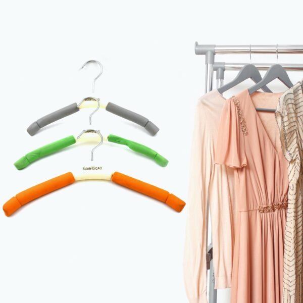 Solid Sponge Hanger Non-Slip Hanger Home No Trace Clothes Hanging Pants Clip Clothing Store Hangers, Clothes Hanger for Closet Wedding Dress Women, Men, Children Clothing (1 Pc / Mix Color)